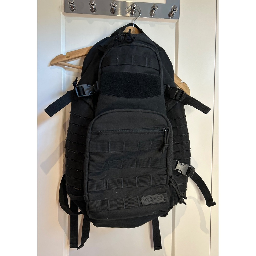 Highland Tactical Black MOLLE Backpack Heavy Duty Outdoor Rucksack HL-BP-58-BK